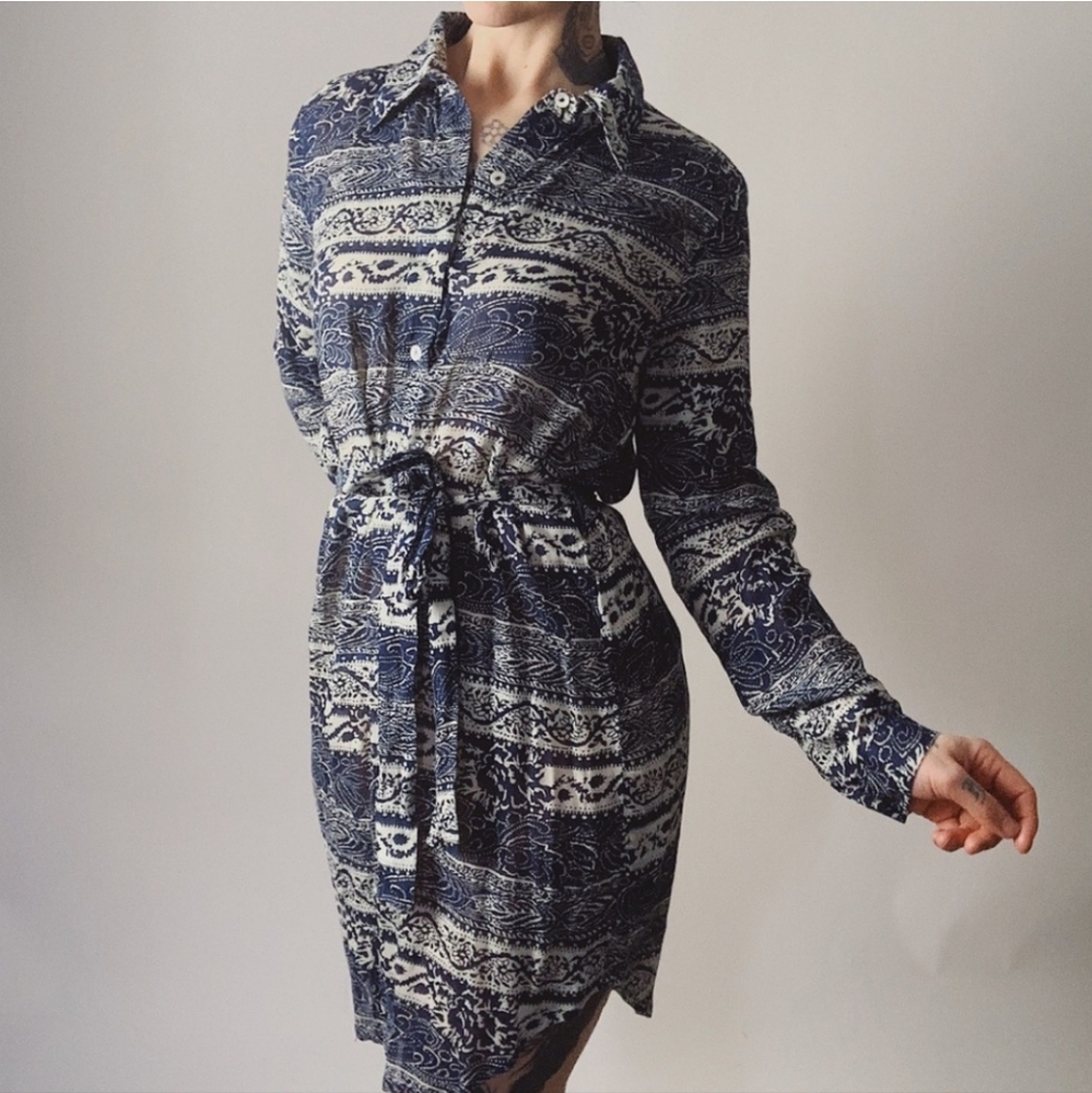 TULAROSA Revolve Indigo Printed Shirt Dress